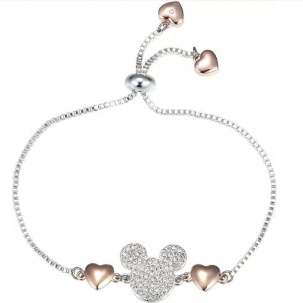 I Love Mickey Fine Silver Plated Adjustable Bracelet